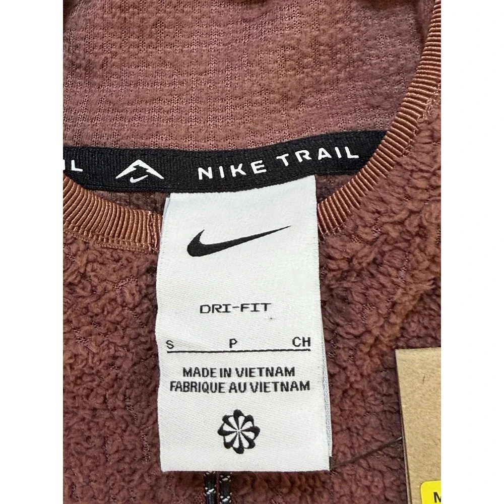 Nike Trail Men Small Fleece Running Jacket Red Sepia Summit White HV2664-218